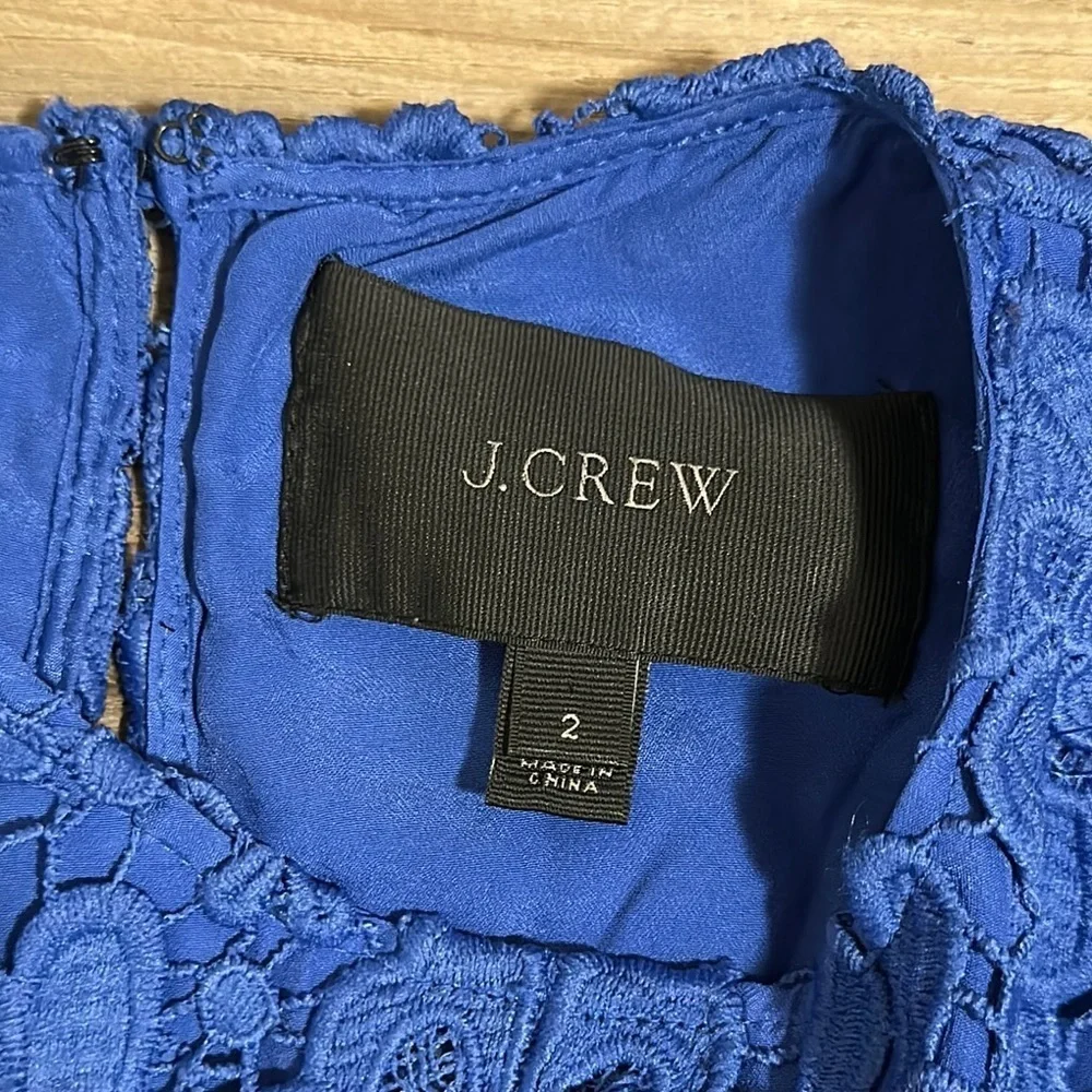 J Crew Floral Lace Sleeveless Sheath Dress Royal Blue Women’s Size 2